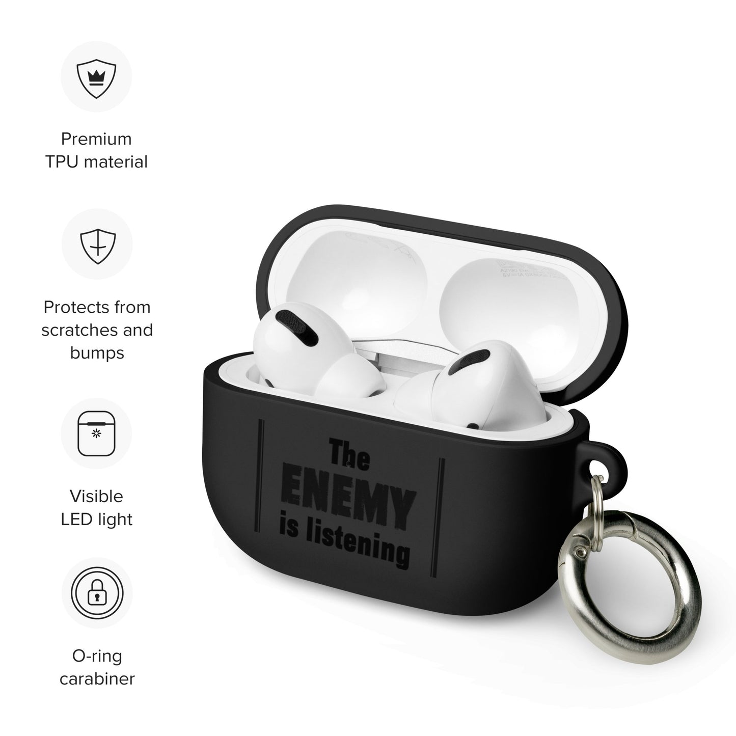 The Enemy is Listening - Rubber Case for AirPods® - Souled Out World
