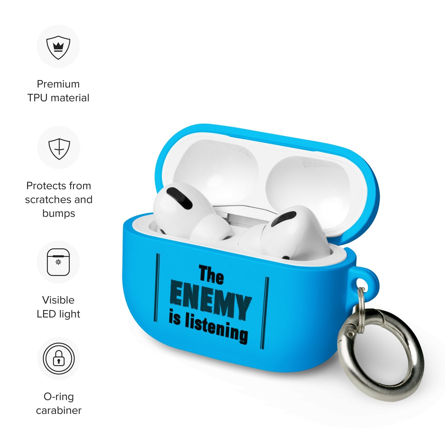 The Enemy is Listening - Rubber Case for AirPods® - Souled Out World