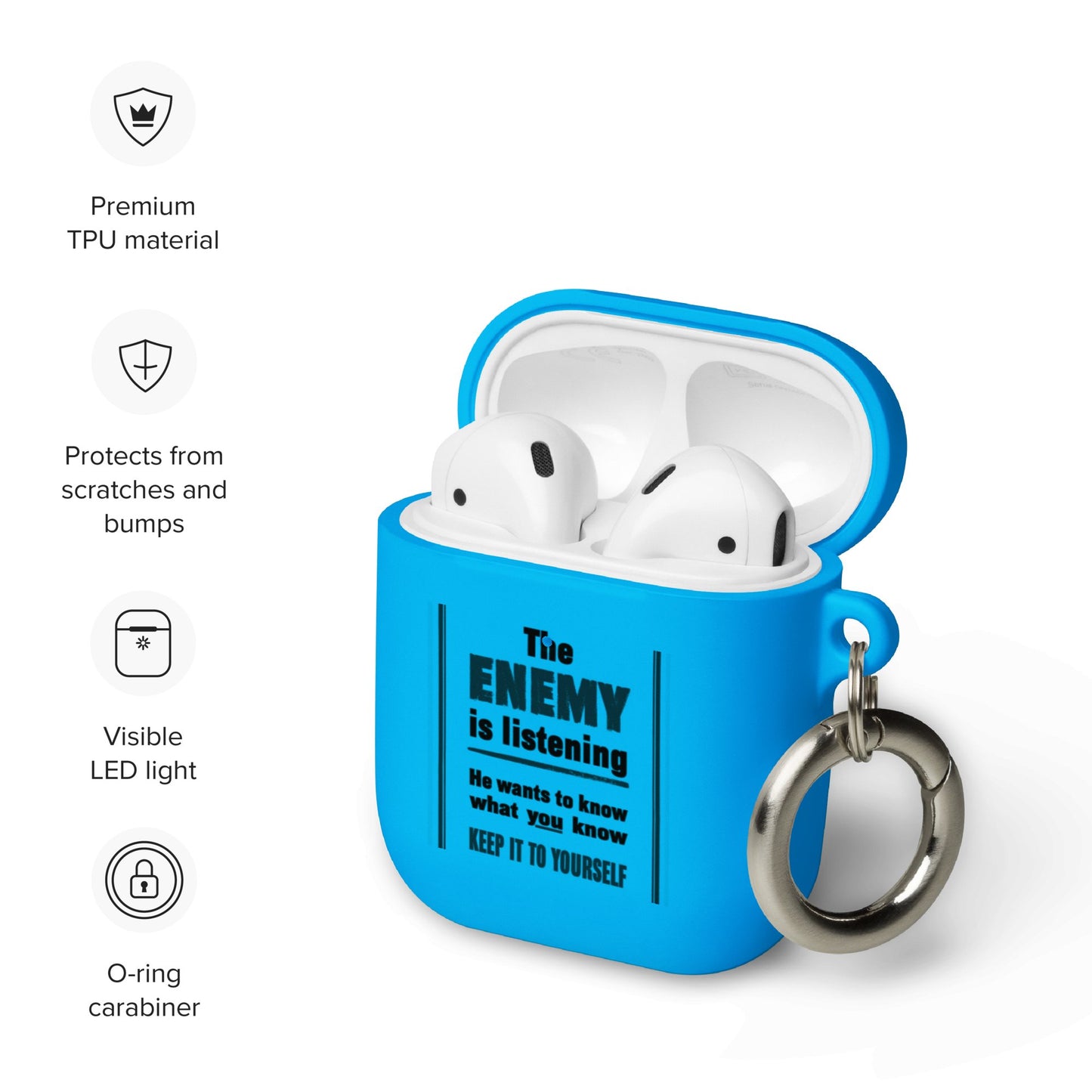 The Enemy is Listening - Rubber Case for AirPods® - Souled Out World