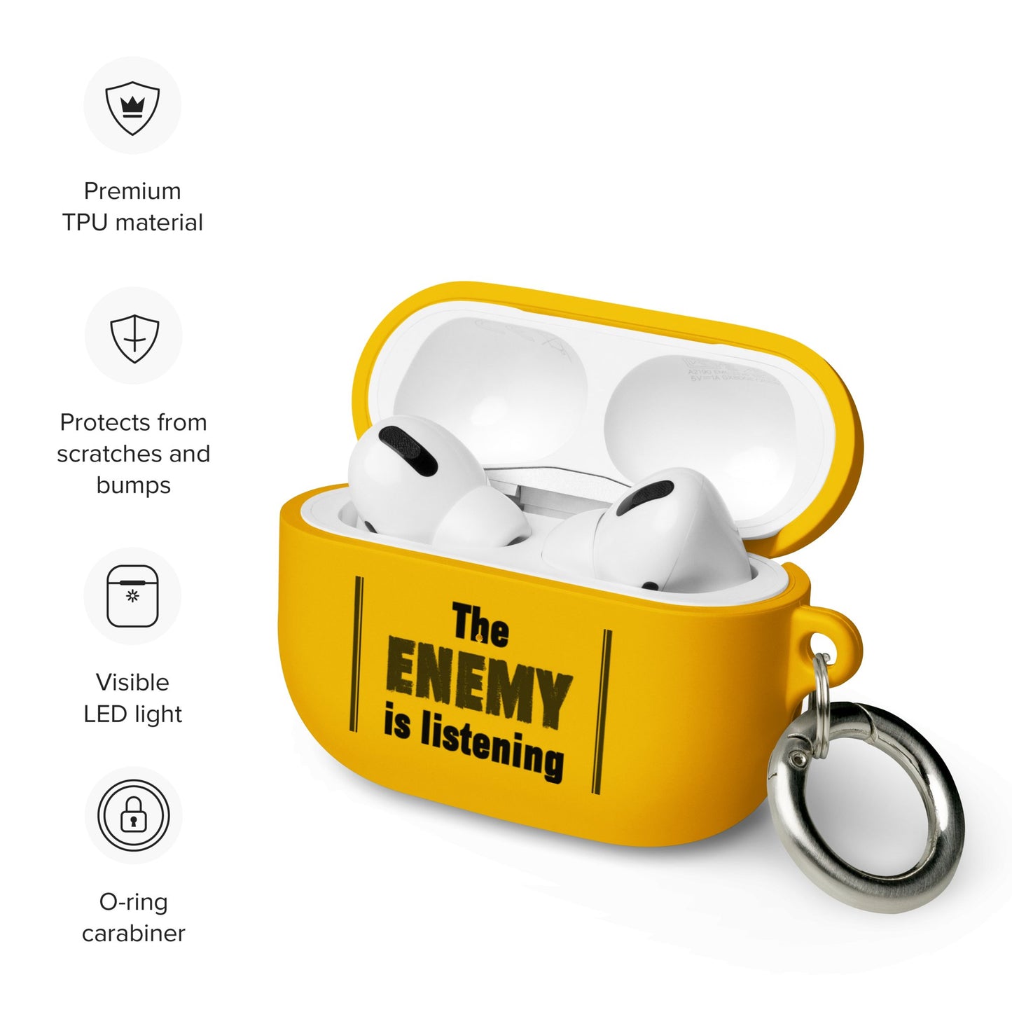 The Enemy is Listening - Rubber Case for AirPods® - Souled Out World