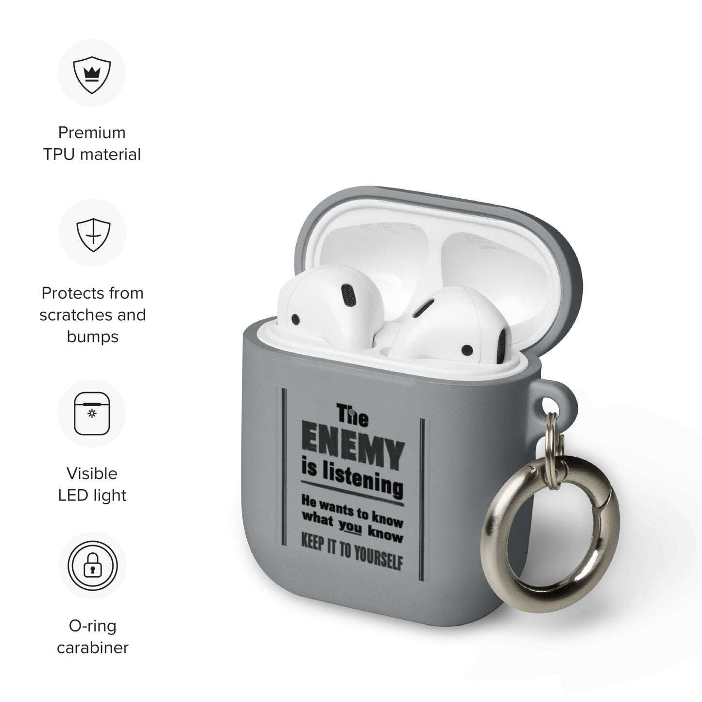 The Enemy is Listening - Rubber Case for AirPods® - Souled Out World
