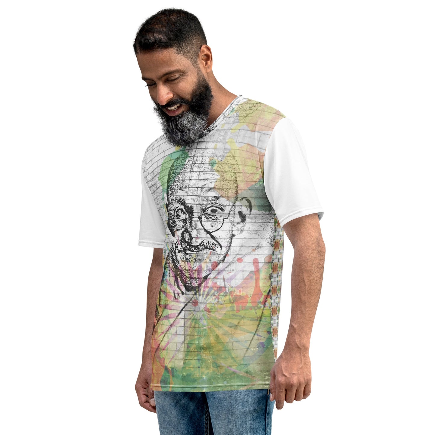 Mahatma Gandhi All-Over Print Men's Crew Neck T-Shirt - Souled Out World