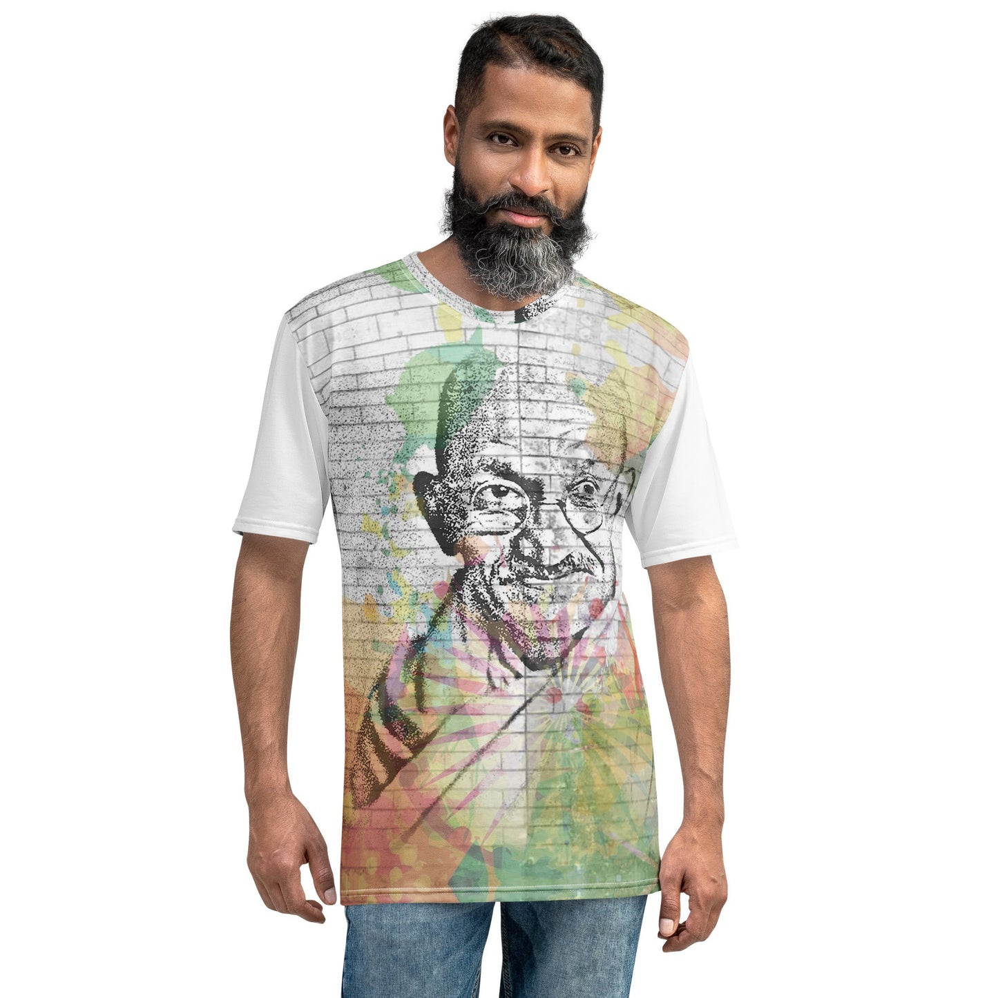 Mahatma Gandhi All-Over Print Men's Crew Neck T-Shirt - Souled Out World