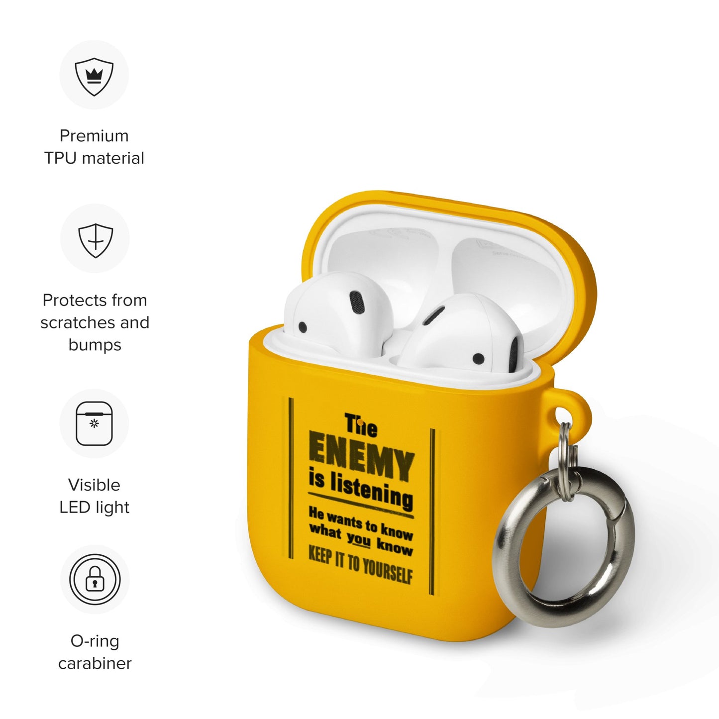 The Enemy is Listening - Rubber Case for AirPods® - Souled Out World