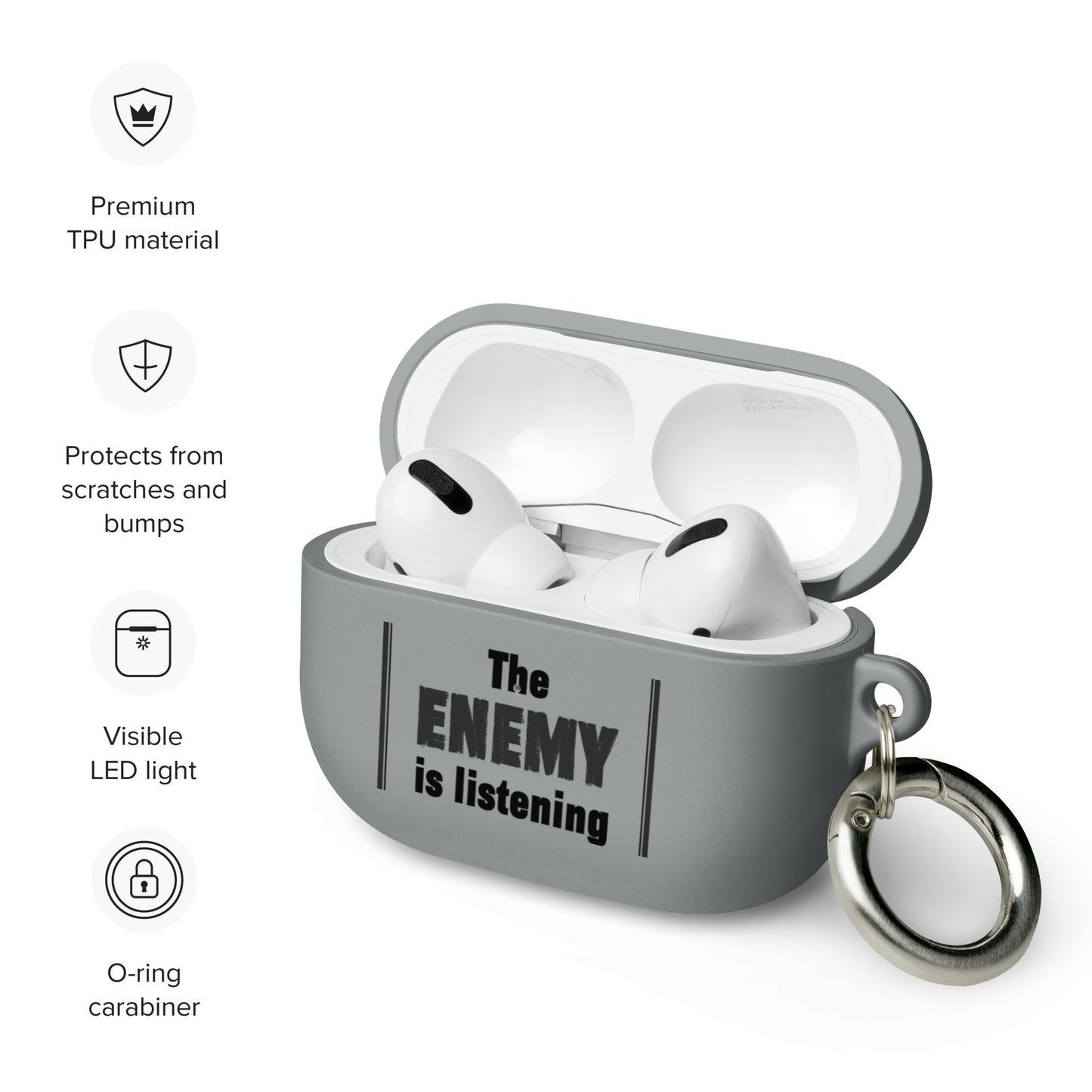 The Enemy is Listening - Rubber Case for AirPods® - Souled Out World