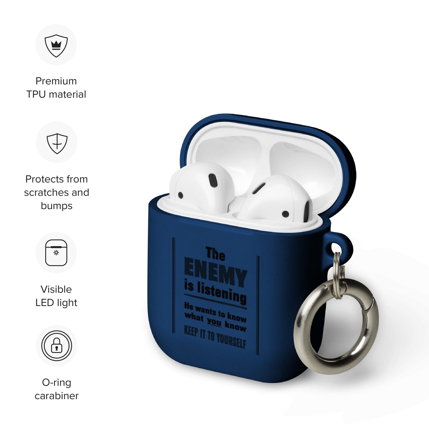 The Enemy is Listening - Rubber Case for AirPods® - Souled Out World