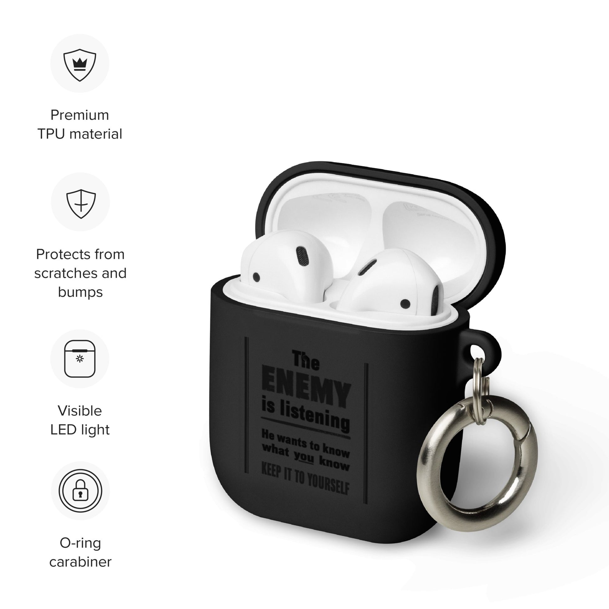 The Enemy is Listening - Rubber Case for AirPods® - Souled Out World