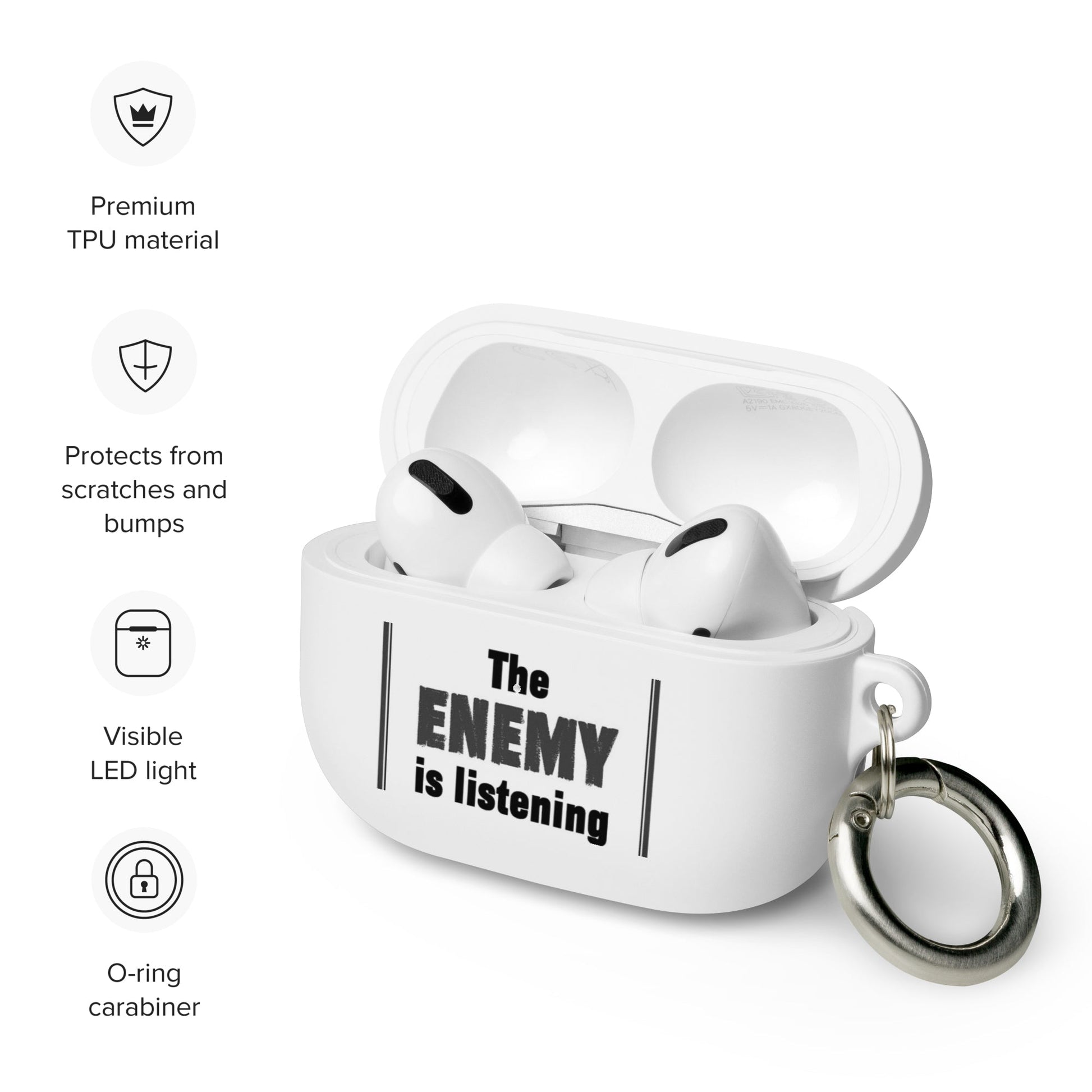 The Enemy is Listening - Rubber Case for AirPods® - Souled Out World