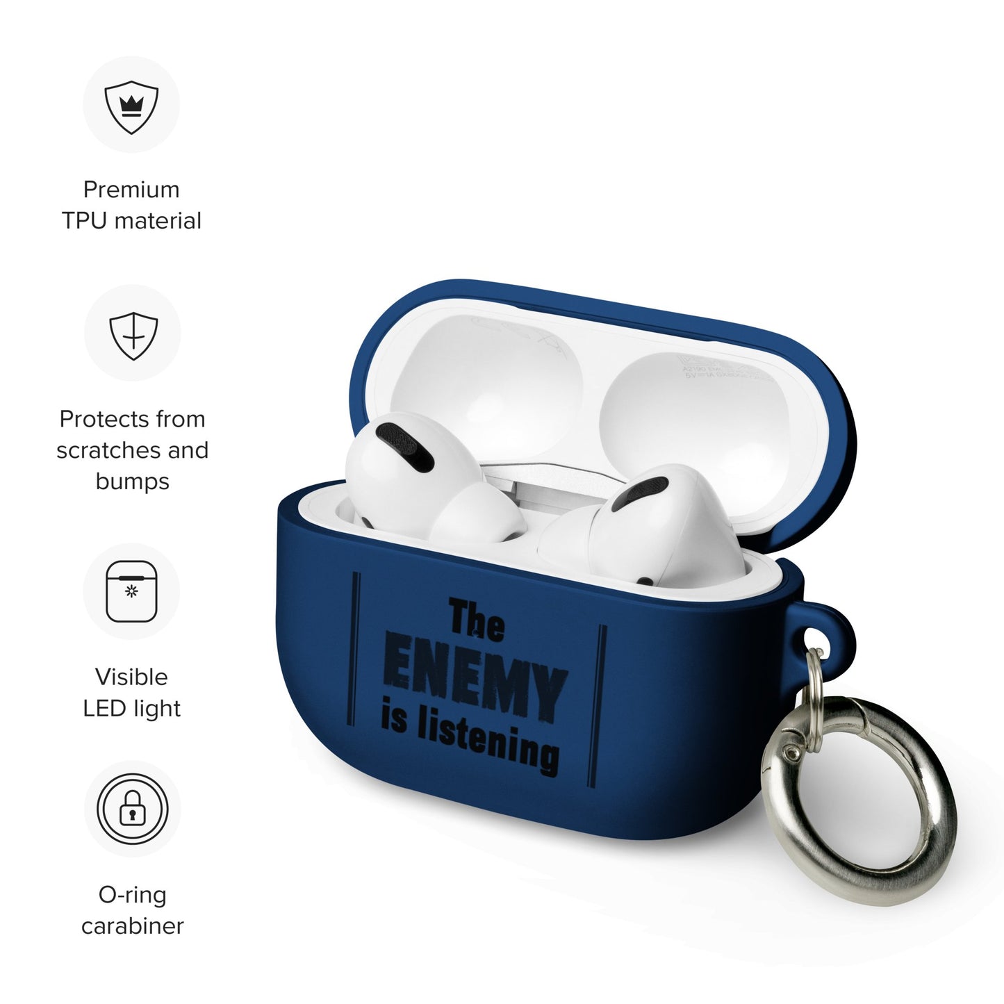 The Enemy is Listening - Rubber Case for AirPods® - Souled Out World