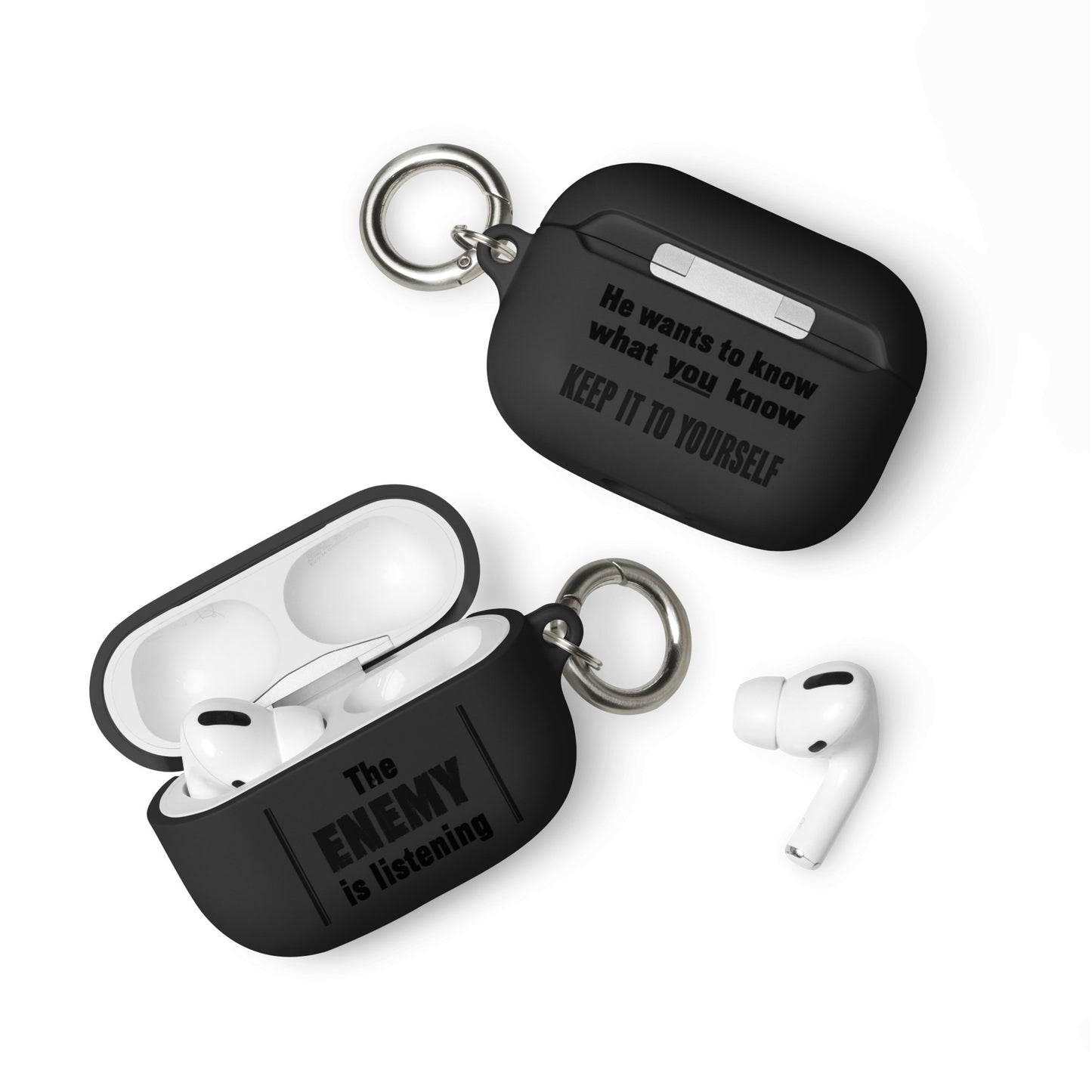 The Enemy is Listening - Rubber Case for AirPods® - Souled Out World